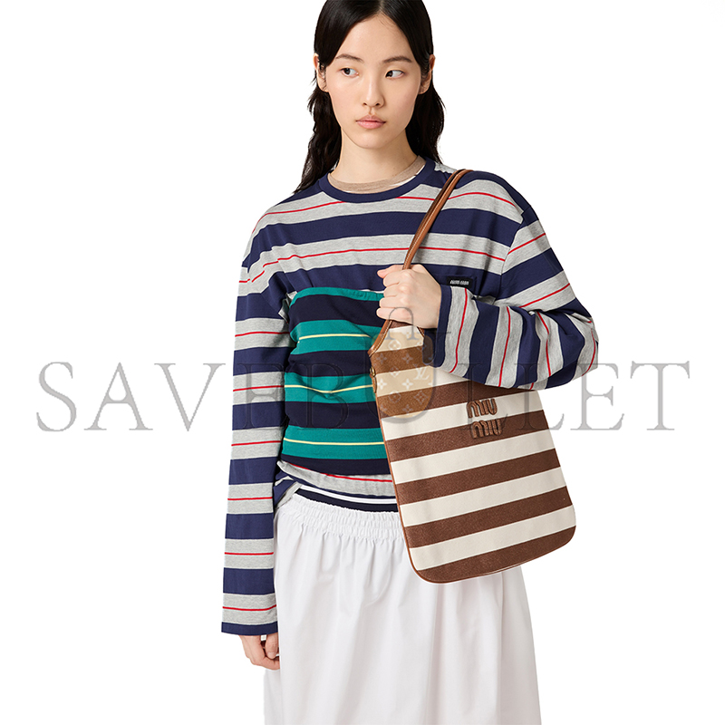 MIU MIU IVY CANVAS AND LEATHER BAG 5BG231 (40*35cm)